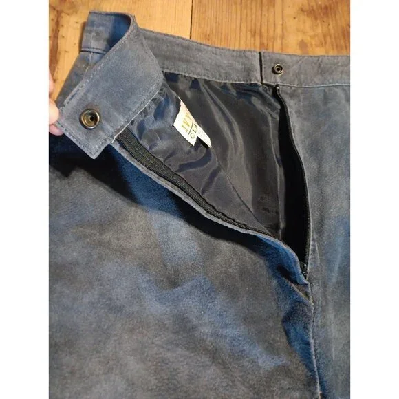 Y2K Vtg Ivy Club Classics Junior 9/10 Purple Suede Leather Skirt Nylon Lined Zip - Picture 3 of 5